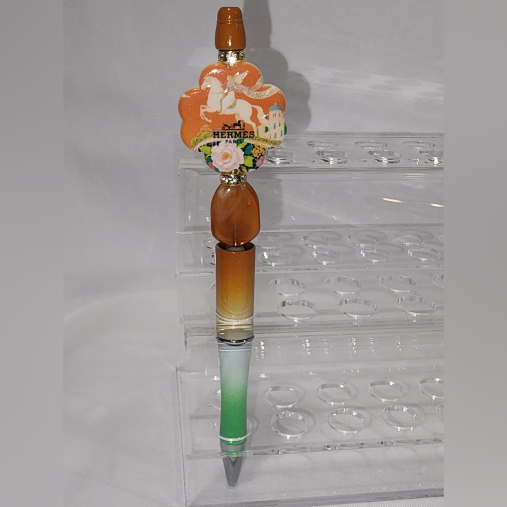 Fashion Hermes Artistic Gradient Pen - Orange and Green Beaded